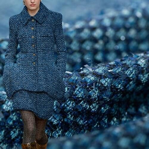 Red Raspberry Italy Dark Blue Tweed Fabric Garment Material Women Jacket Coat Sewing Cloth Tailor Textile Freeshipping