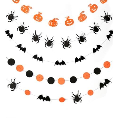 Halloween Decoration Pumpkin Spider Skull Bats Banner Halloween DIY Accessories Halloween Backdrop Decor Event Party Supplies