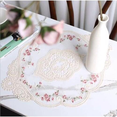 Vintage French lace table mat ins embroidery bedside table tablecloth home decoration