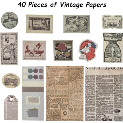 Vintage DIY Scrapbooking Stickers Pack Decorative Antique Retro Natural Collect