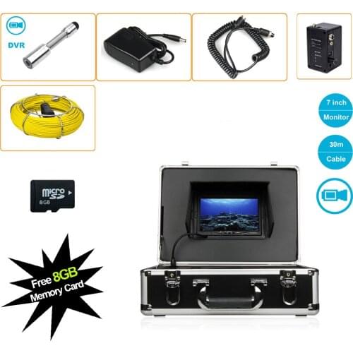 30M Cable Sewer Waterproof Camera 7" LCD Drain Pipeline Inspection System With DVR Function Used for Pipeline Inspection
