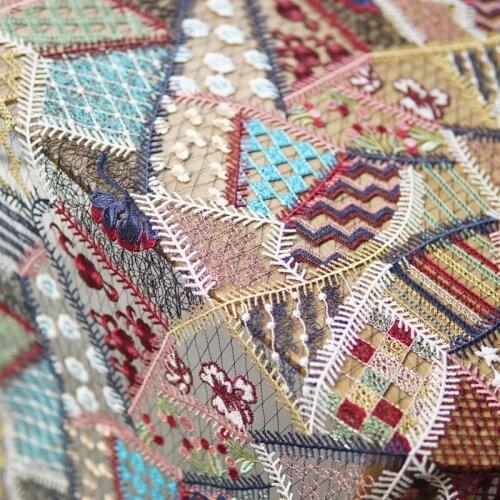 High quality soft mesh lace fabric Colorful three-dimensional embroidery tissu High end clothing DIY dress patchwork fabric