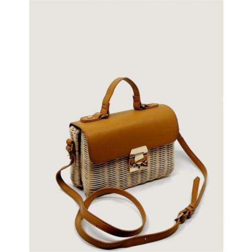 Womens Beige Straw Shoulder Bag
