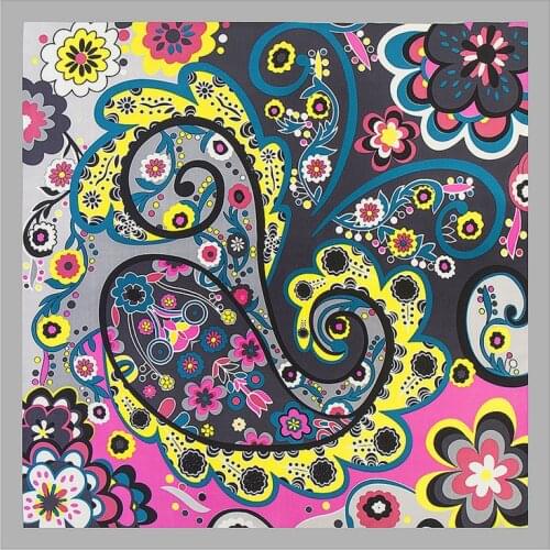 MENGLINXI 60cm*60cm 2020 New Luxury Brand Bohemia Paisley Women Twill Silk Scarf Small Square Scarves Print Headband Hijab