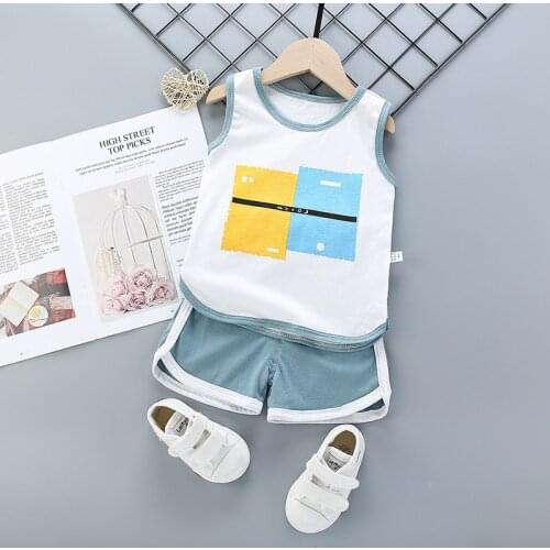 9M-5Y New Childrens Vest Set Pure Cotton Summer Kids Baby Boy Girl Sleeveless Shorts 2pcs Childrens Clothes Set Children Wear