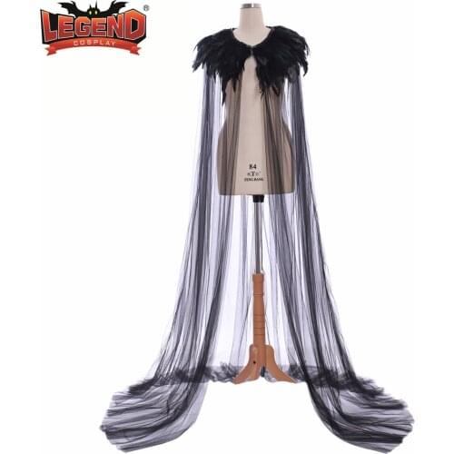 Evil Queen cosplay cloak Cape Gothic steampunk Feather collar Cloak Costume halloween witch cosplay costume cloak