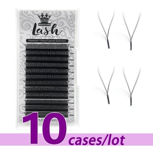 10Cases/Lot Wholesale Russian Volume Lashes Professional 100% Hand Made Y Shape Grafted Lashes individual eyelash extensions