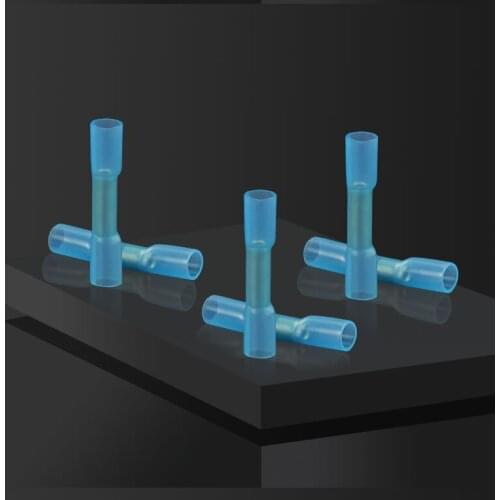 1000PCS BHT2 Blue Heat Shrinkable Butt Waterproof Connector 16-14AWG 1.5-2.5mm2 Splice Heat Shrink Tube Joint Crimp Terminal