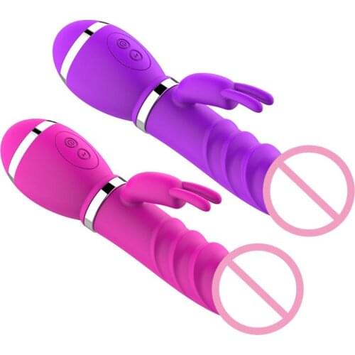 12 Vibration Modes Quiet Dual Motor G Spot Rabbit Vibrator with Bunny Ears for Clitoris Stimulation Adult Sex Toy