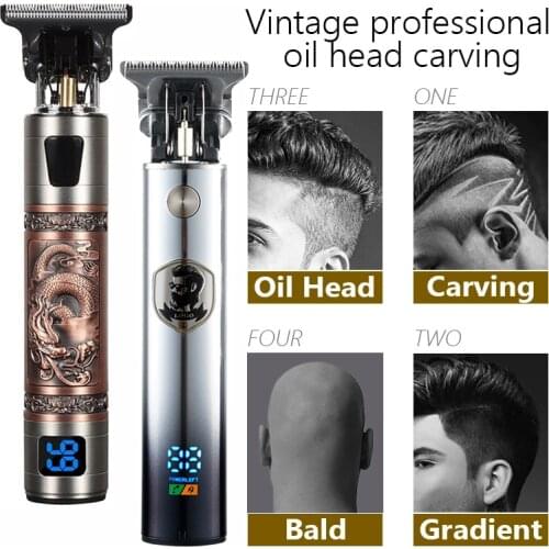 2021 USB Hair Trimmer Electric Hair Clipper Cordless Shaver trimmer for men Barber Cutting Machine T-Outliner Shaver Gold Black