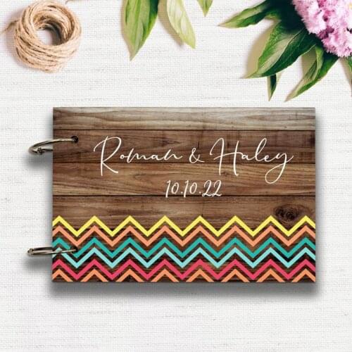 38 Pages Wedding Guest Book Personalized Wooden Wedding Guestbook for Rustic Sweet Wedding Party Decor Favors Book Album Sign in