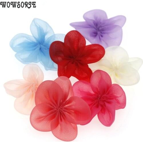 5cm baby DIY Chiffon Flower Accessory No Hair Clips without headband Rolled Rose Fabric Flowers Girls Hair Accessories 20pcs/lot