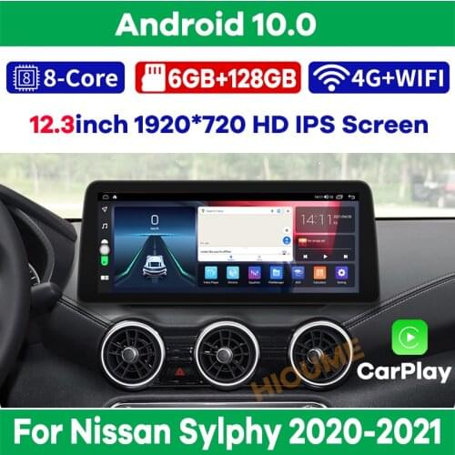 12.3" 8Core Android 10 Car Multimedia Player Radio GPS Navigation for Nissan SYLPHY 2020 2021 CarPlay WiFi 4G BT Touch Sceen