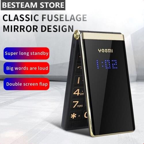 Free Leather Bag Classic Flip Phone YEEMI M2+ Dual Screen WCDMA 3G GSM 2G Cellphone Dual Sim Big Voice Big Keyboard Bluetooth