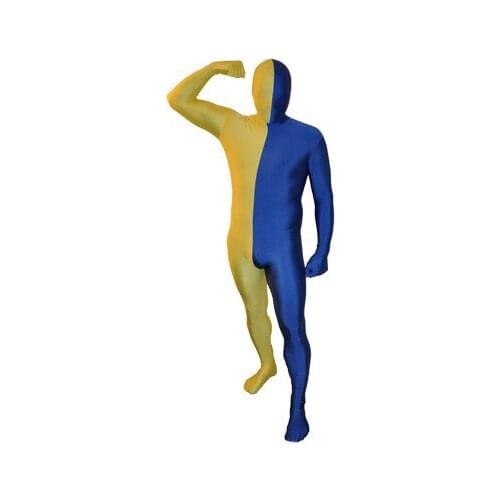 Split Bodysuit Unisex Spandex Zentai costume party Catsuit Unitard Multi-Color Yellow&Blue