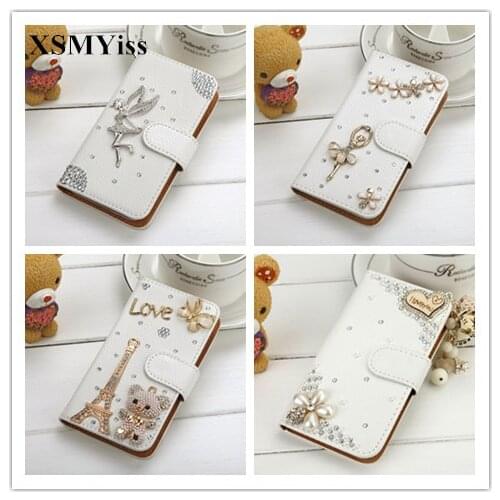 XSMYiss Handmade Bling Diamond Rhinestone PU Leather Filp Cover Wallet Case for Samsung S6 S7 S8 S9 S10 S20 plus Note 8 9 10 20