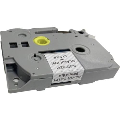 Black on Clear TZe-Z121 Compatible Label 9mm*8m For PT-E115 Tape