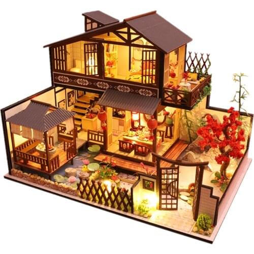 DIY Miniature Dollhouse Kit Wooden Mini Doll House Accessories with Furniture Girls Gift