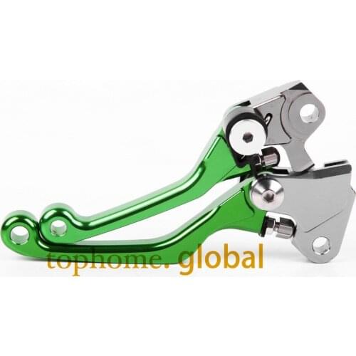 For Kawasaki KX250F KX450F 2013 - 2018 CNC Pivot Brake Clutch Levers Green Dirtbike 2014 2015 2016 2017 L