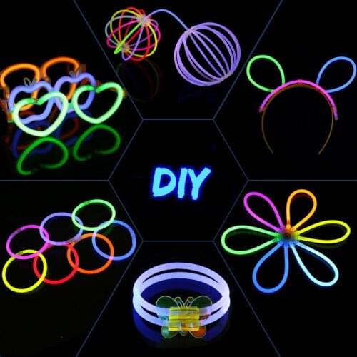 50/100Pcs Party Fluorescence Light Halloween Props Sticks Bracelet Necklace Neon Wedding Birthday Party Colorful Decoration
