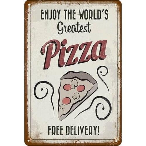 Italian New York Style Pizza Poster Retro Fresh Popcorn Wall Decoration Metal Signs Home Kitchen Decor Vintage Plaques YI-147