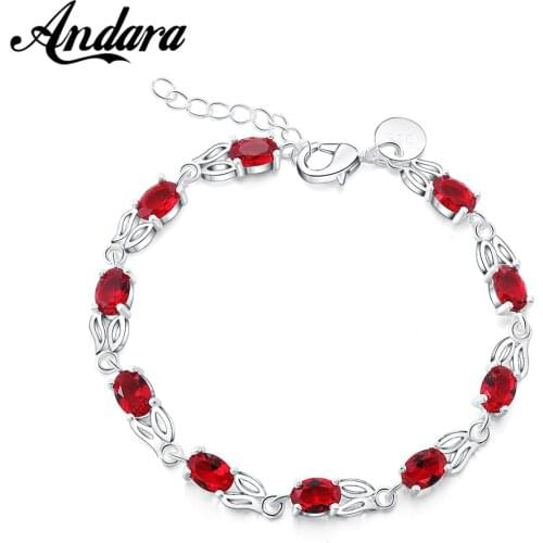 Exquisite 925 Sterling Silver Bracelet Red Zircon Woman Bracelet High Jewelry Gift