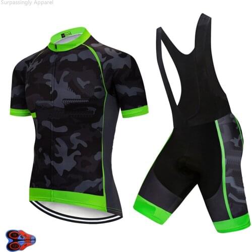 2019 Camouflage Men Cycling Clothing Set Summer Bicycle Bike MTB Riding Short Sleeve Outdoor Pro Team Jersey 9D Pad Bib Pants