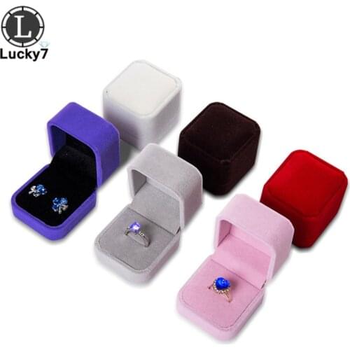 Wholesale 30pcs/lot Velvet Jewelry Display Box Earrings Ring Boxes Foldable Case For Wedding Ring Packaging Gift Box 5*4.5*4cm