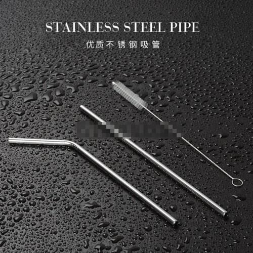 Creative Eco stainless steel long curved metal stir straw with cleaning blush bar milk tea juice drinking straw