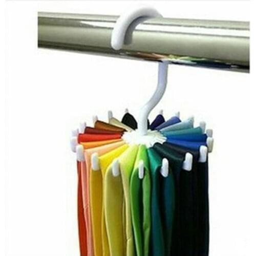 Creative Multi-functional Plastic 360-degree Rotating Tie Rack Multi-purpose Rack Pawl 20 Scarves Storage Shelf