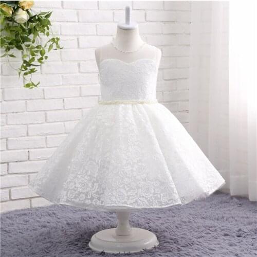Lace Flower Girl Dresses Kids Dress With Rhinestones Belt For Junior Bridesmaid Country Party Comunion Gown