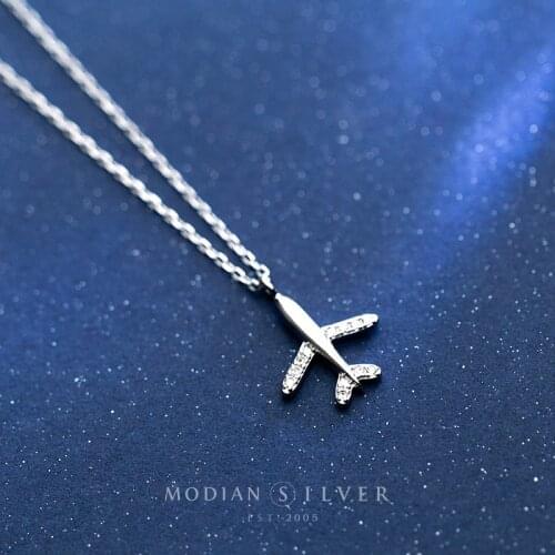 Modian New Sales Charm Tiny Hope Plane Necklace 100% 925 Sterling Silver Aircraft Pendant For Women Romantic Party Jewelry Gift