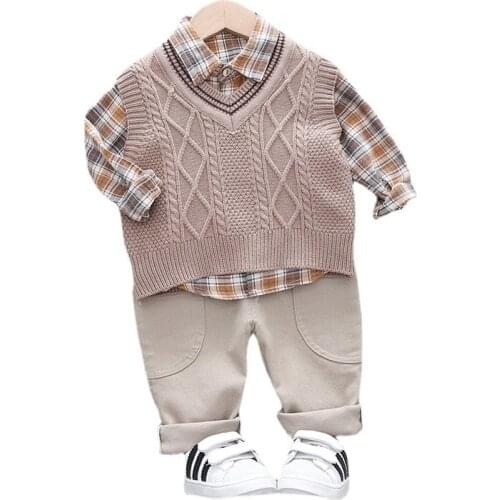 Boys Baby Girls Fashion Costume Spring Autumn Toddler Vest Shirt Pants 3Pcs/sets Children Print Clothes Kids Casual Sport Suits