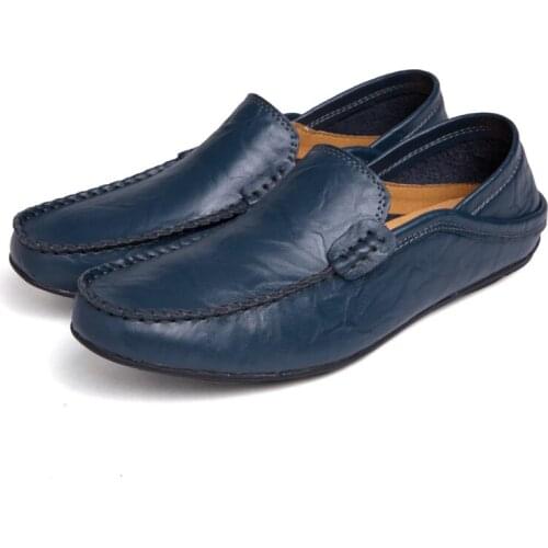 2021 New Men Shoes PU Summer Breathable Lazy Shoes Men Casual Flat Outdoor Black Slip-on Driving Shoes For Men Wear-resistant