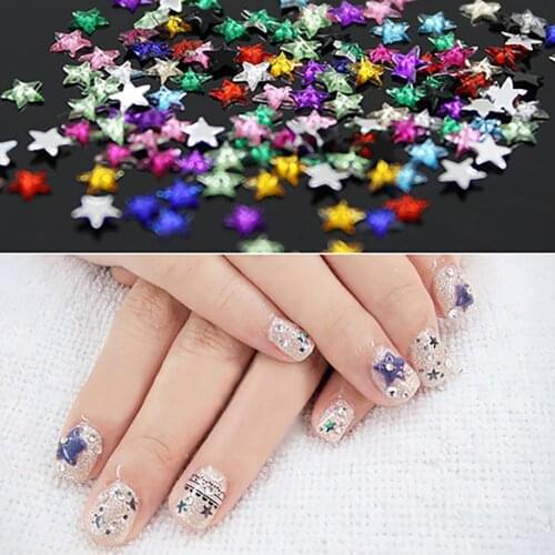 90% Hot Sale!!Nail Stickers 12 Colors 3D Five Stars Removable Handmade Acrylic Women Nail Stickers for Makeup