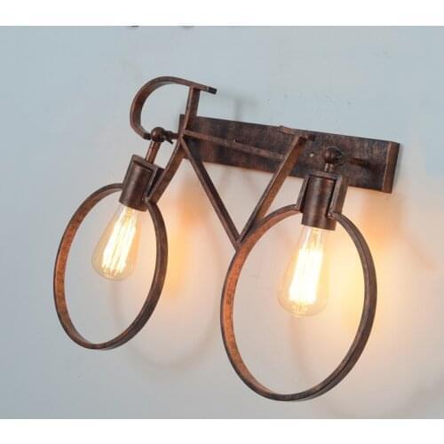 Nordic Personality Creative Single Lamp Childrens Room Bedroom Lamps Restaurant Internet Bar Aisle Iron Bicycle Wall Lamp
