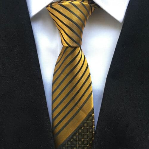 2021 Mens Ties Novelty Panel Neck Tie Luxury Golden Stripes with Checkerered Pattern Cravat Neckties