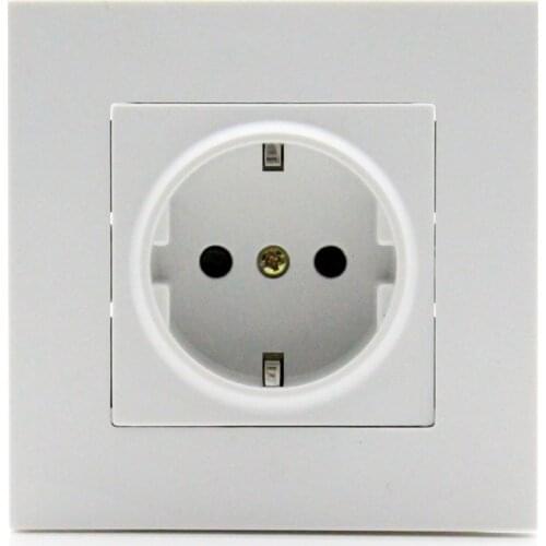 Manufacturer New Arrival EU Standard Power Wall Socket, White Plastic, AC 110~250V 16A Wall Power Socket
