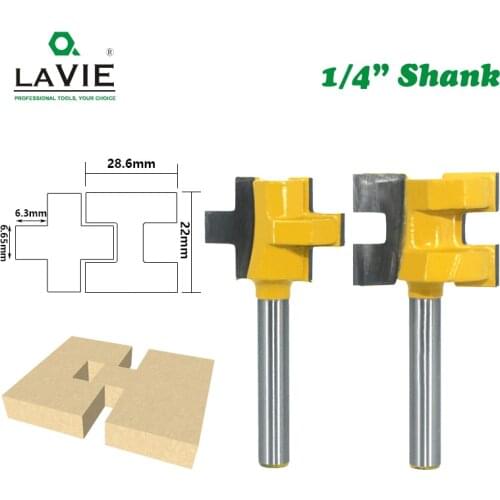 LA VIE 2pcs 1/4 Shank Carving Knife Square Tooth T-Slot Tenon Milling Cutter Router Bits for Wood Tool Woodworking