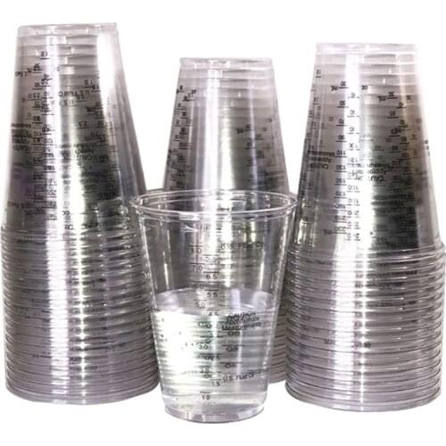 Disposable Measuring Cups for Resin 8oz Clear Plastic Measuring Cup for Epoxy Resin Art Graduated Measure in ml and OZ