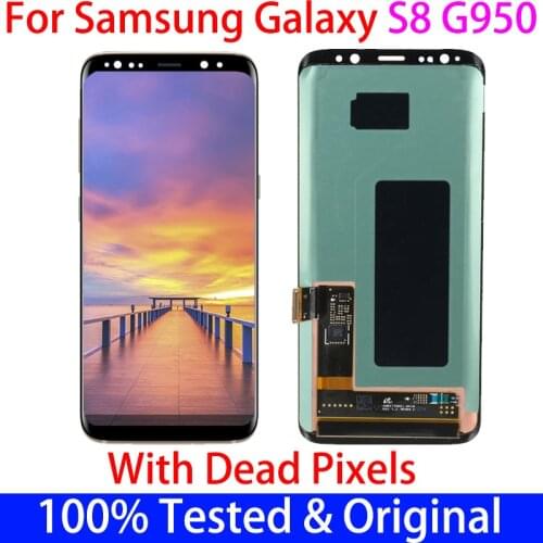 Original S8 With Dead Pixels LCD For SAMSUNG Galaxy S8 G950 G9500 SM-G950F G950U G950W Display + Touch Screen Digitizer Assembly