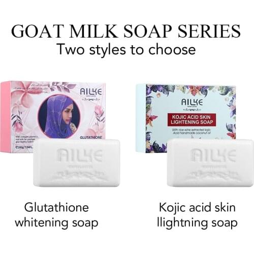 AILKE Whitening Lighting Handmade Foaming Soap For Face Body Wash Kojic Acid Glutathione Goat Milk Women Facial Skin Care Gift