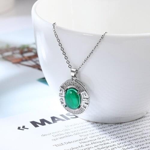 Women Wedding Party jewelry bridesmaid gift luxury Oval created Emerald Zircon choker pendant necklace