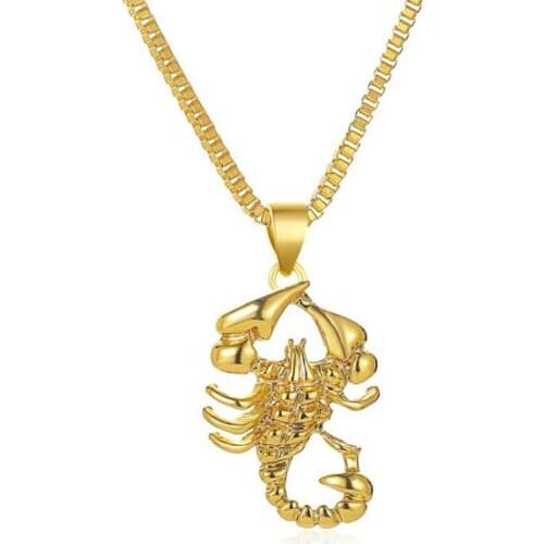 Hip Hop Hollow Scorpion Pendant Necklaces Vintage Gold Color Clavicle Chains Punk Rock Necklace for Women Female Jewelry Gifts