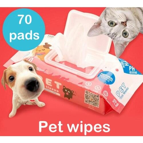 Pet Special Wet Paper Towel Cat Dog Wet Towel Cleaning Pet Wet Towel Summer Dog Supplies 70 Pieces Universal