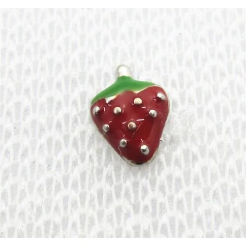 Hot Selling 20pcs/lot Strawberry Floating Charms Living Glass Memory Lockets Floating Charms DIY Jewelry Accessory