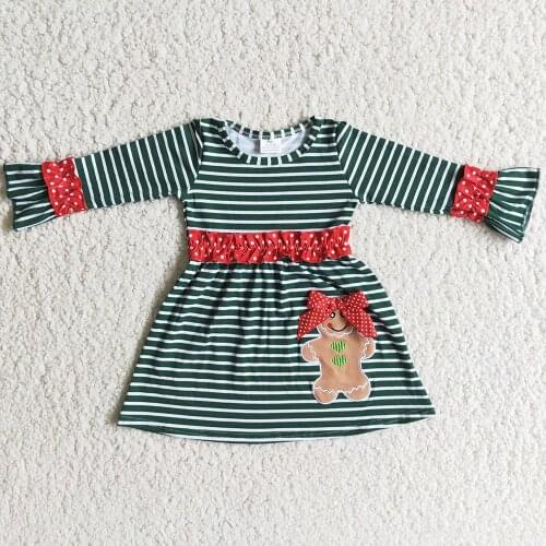 Hot Sale Kids Designer Clothes Boys Romper T-shirt Gingerbread Embroidery Boutique Baby Girls Dresses Rompers Christmas Clothing