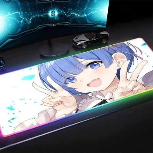 Rem Re Zero Peripheral Popular Anime Luminous LED USB Gamer Computer Notebook RGB Kawalili Gaming Accessories Mousepad Deak Mat