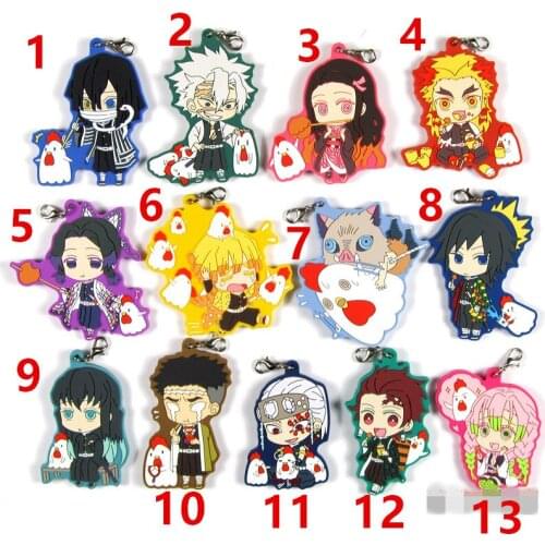 Demon Slayer Kimetsu no Yaiba rubber keychain Key Ring Race Straps cosplay