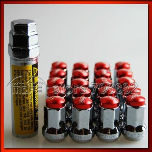 SPECIAL OFFER Hot Sale Anti-theft D1 Spec Aluminum Cap Steel Racing Wheel Bolts and Nuts Red P1.5